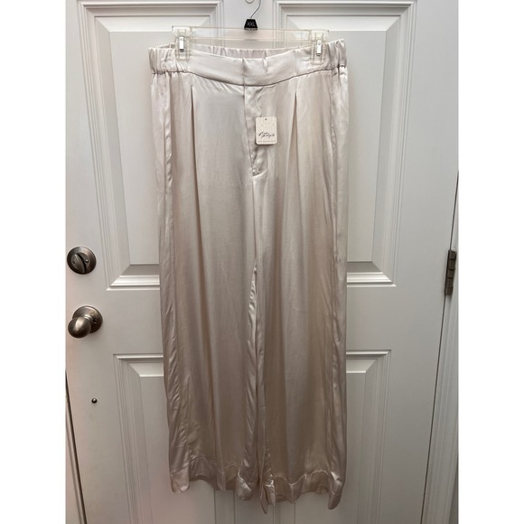 Free People Pants - Free People Good Days Satin Wide Leg Trousers Ivory Womens S NWT